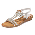 Women's Rhinestone Embellished Comfort Sandals  Elegant Crystal T-Strap Slip-On Sandals