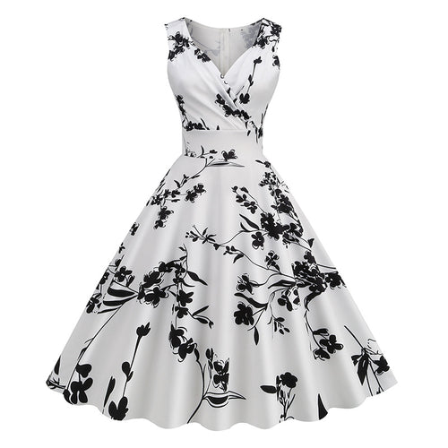 Amazon bestselling women's 2026 spring/summer new 5060S Hepburn style vintage print dress factory in stock